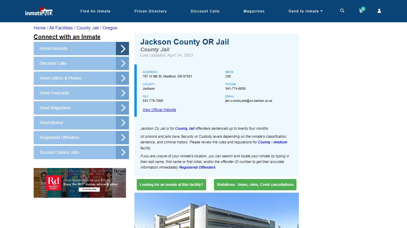 Jackson County OR Jail - Inmate Locator - Medford, OR